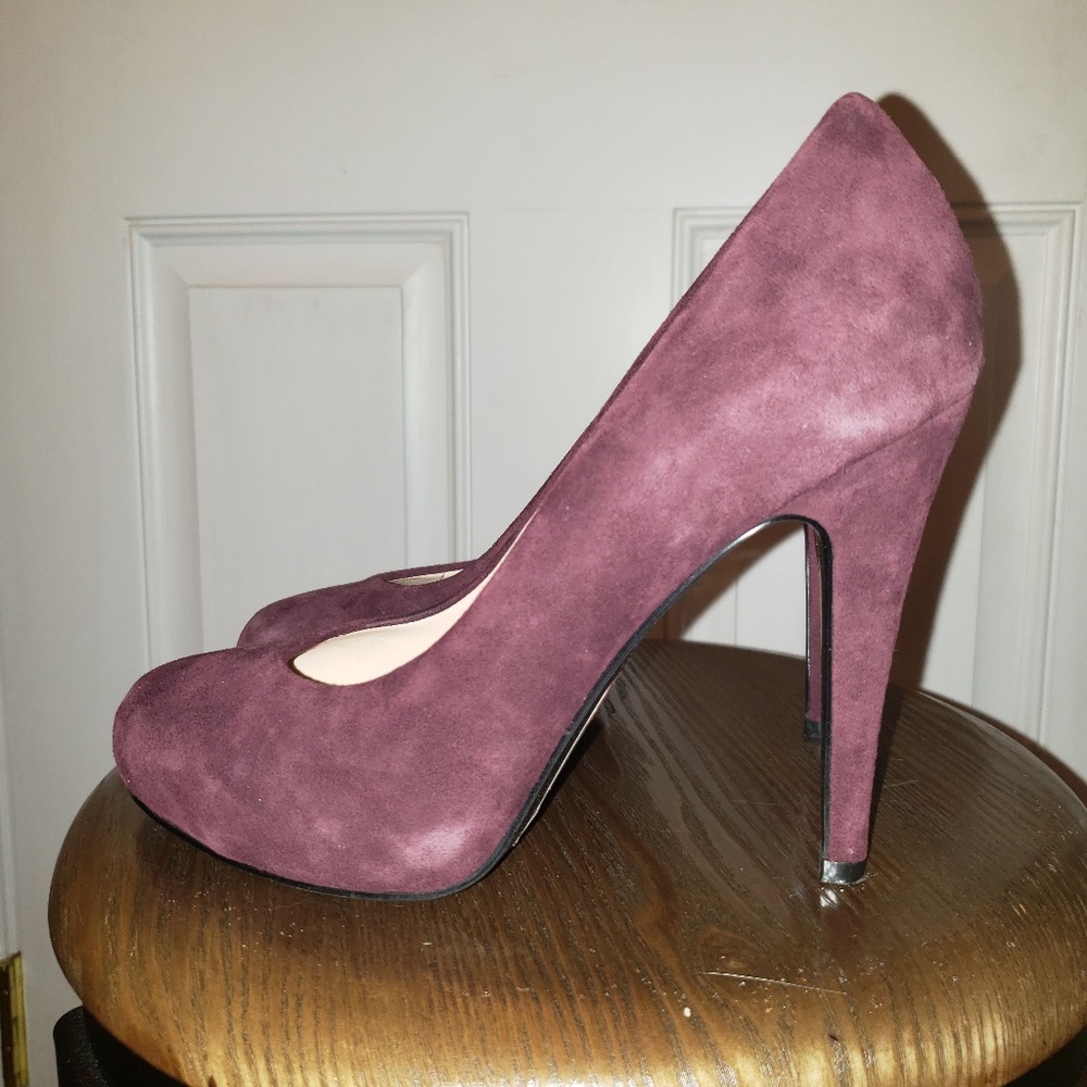 velvet purple dark red high heels woman shoes